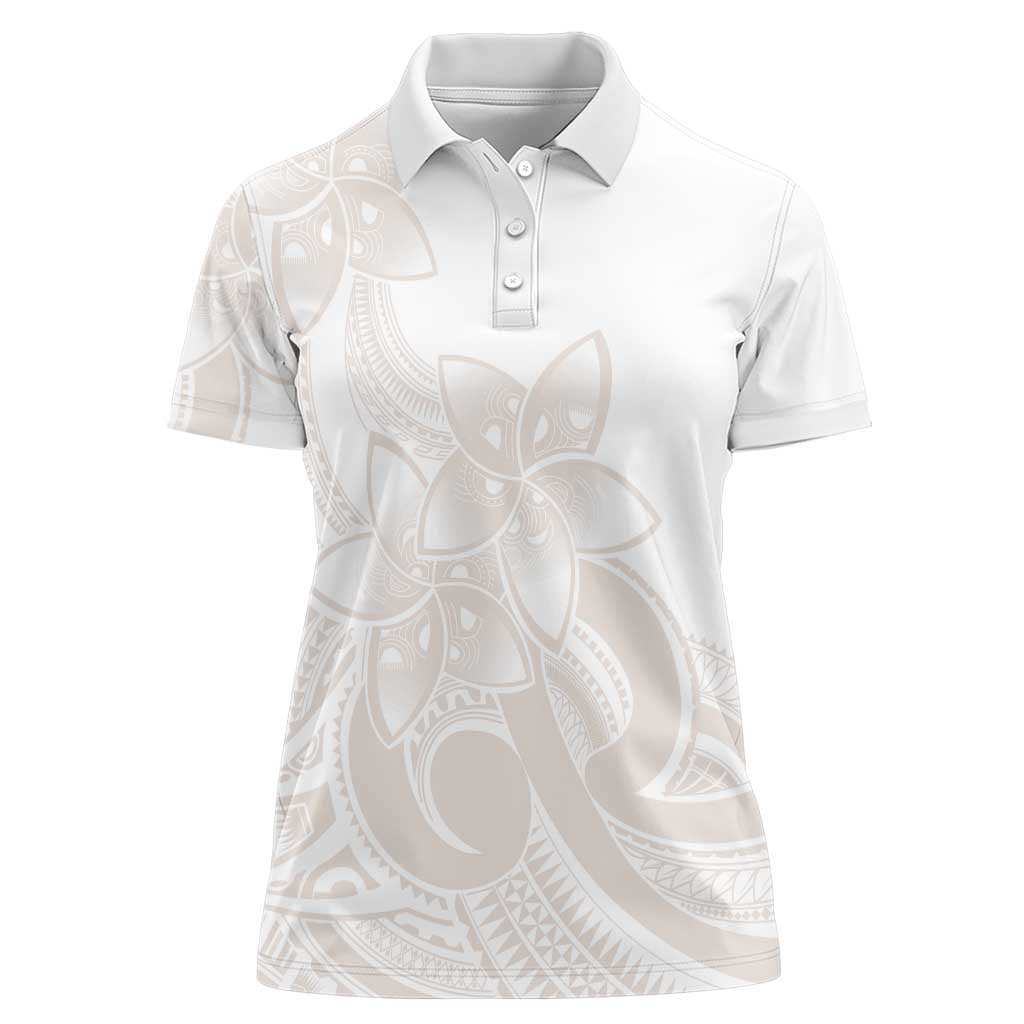 Polynesian Tribal Plumeria Lotu Tamaiti Women Polo Shirt Pastel Nude LT9 Female Nude - Polynesian Pride