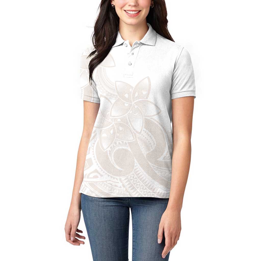 Polynesian Tribal Plumeria Lotu Tamaiti Women Polo Shirt Pastel Nude LT9 - Polynesian Pride