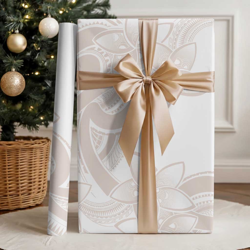 Polynesian Tribal Plumeria Lotu Tamaiti Wrapping Paper Pastel Nude - Polynesian Pride