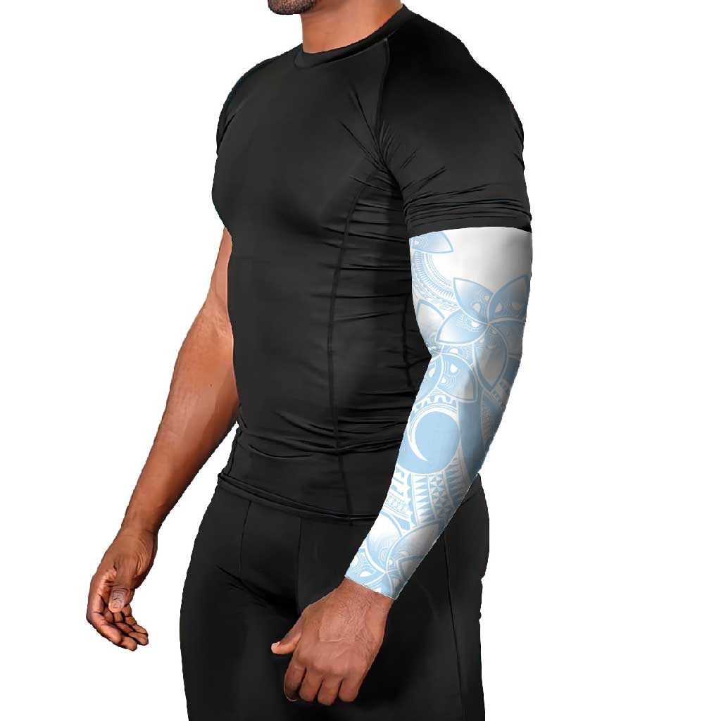 Polynesian Tribal Plumeria Lotu Tamaiti Arm Sleeves Pastel Sky Blue - Polynesian Pride
