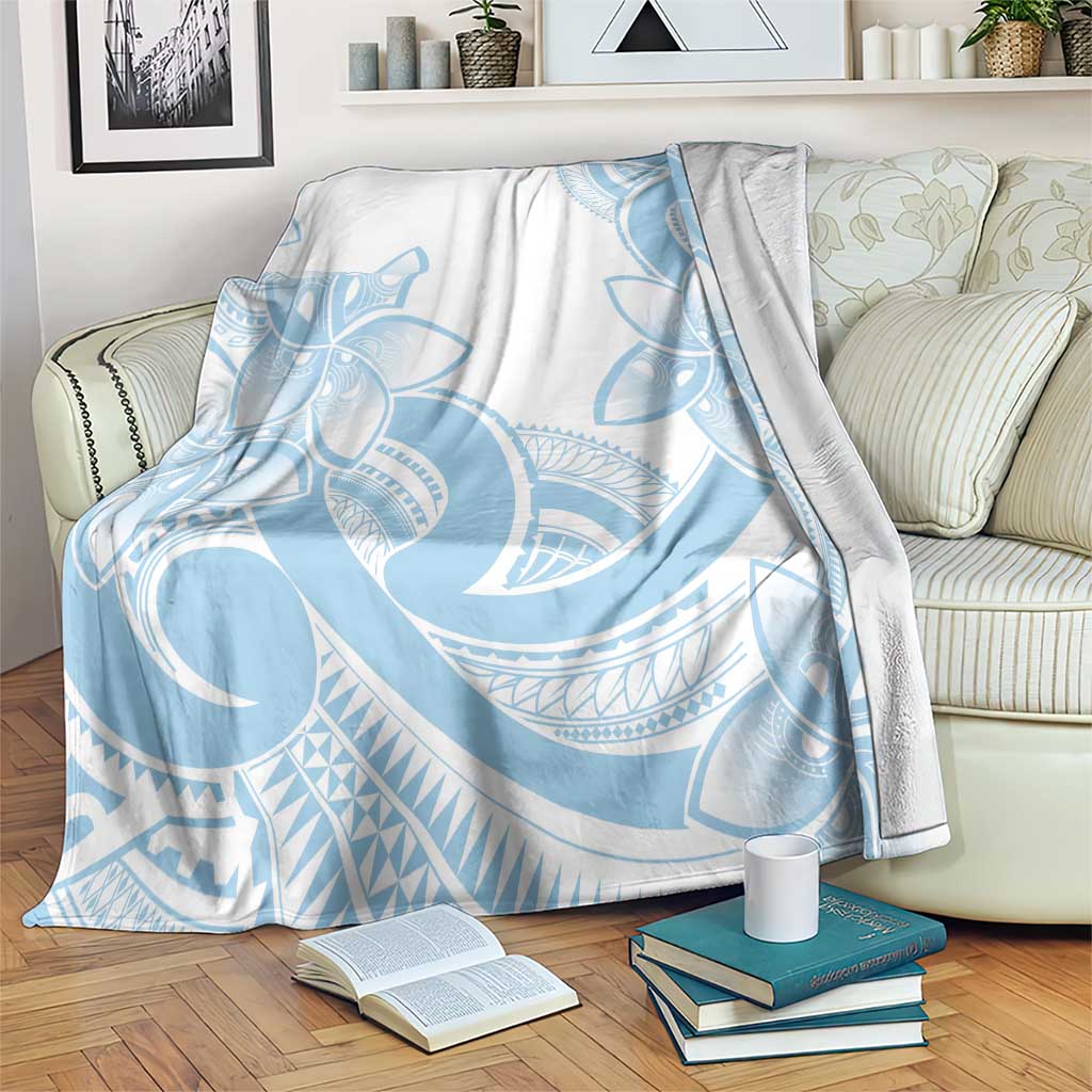 Polynesian Tribal Plumeria Lotu Tamaiti Blanket Pastel Sky Blue LT9 Blue - Polynesian Pride