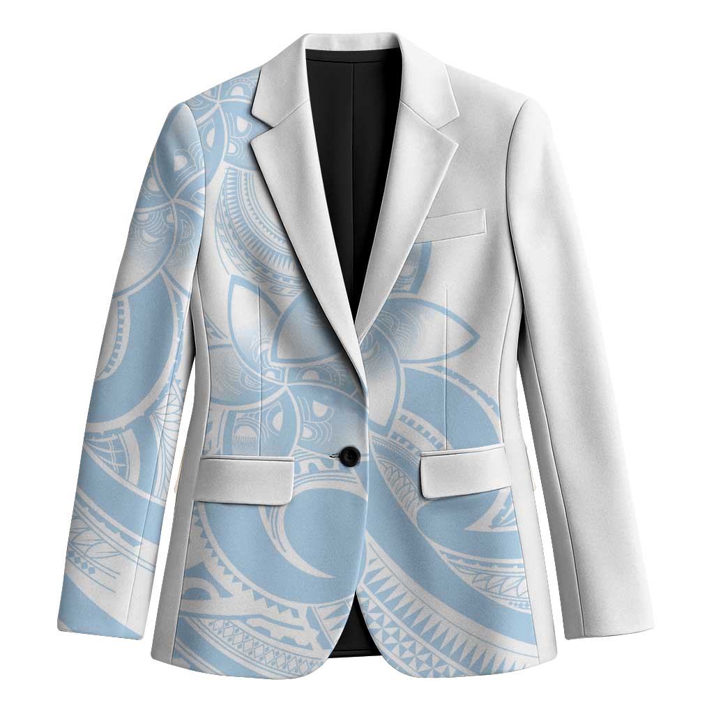 Polynesian Tribal Plumeria Lotu Tamaiti Blazer Pastel Sky Blue - Polynesian Pride