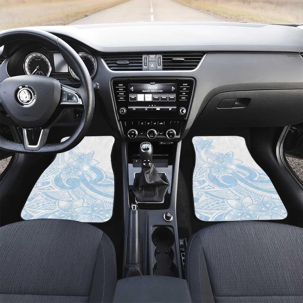 Polynesian Tribal Plumeria Lotu Tamaiti Car Mats Pastel Sky Blue - Polynesian Pride