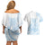Polynesian Tribal Plumeria Lotu Tamaiti Couples Matching Off Shoulder Short Dress and Hawaiian Shirt Pastel Sky Blue - Polynesian Pride