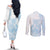 Polynesian Tribal Plumeria Lotu Tamaiti Couples Matching Off The Shoulder Long Sleeve Dress and Long Sleeve Button Shirt Pastel Sky Blue - Polynesian Pride