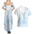 Polynesian Tribal Plumeria Lotu Tamaiti Couples Matching Summer Maxi Dress and Hawaiian Shirt Pastel Sky Blue - Polynesian Pride