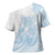 Polynesian Tribal Plumeria Lotu Tamaiti Cross Shoulder Shirt Pastel Sky Blue - Polynesian Pride