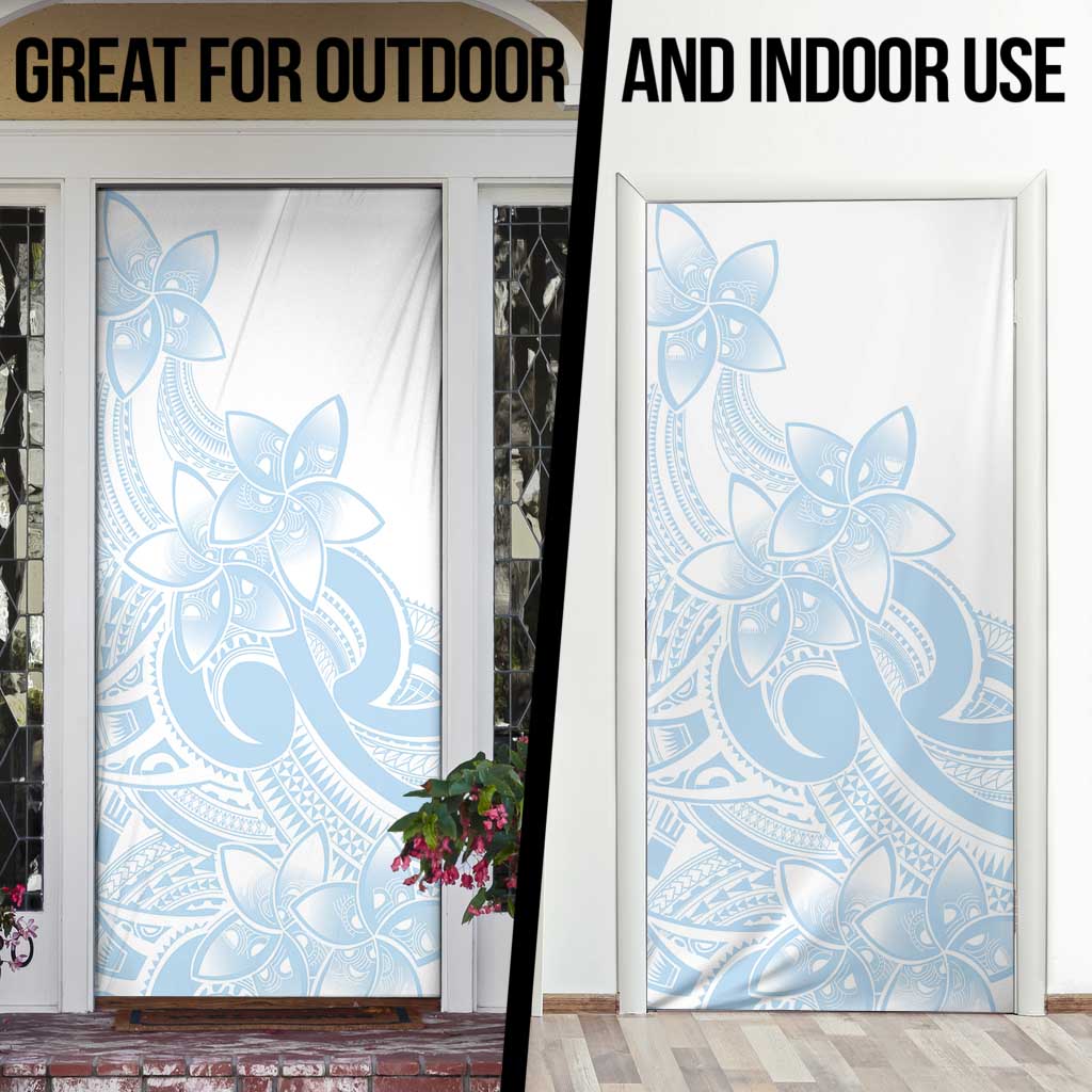 Polynesian Tribal Plumeria Lotu Tamaiti Door Cover Pastel Sky Blue - Polynesian Pride