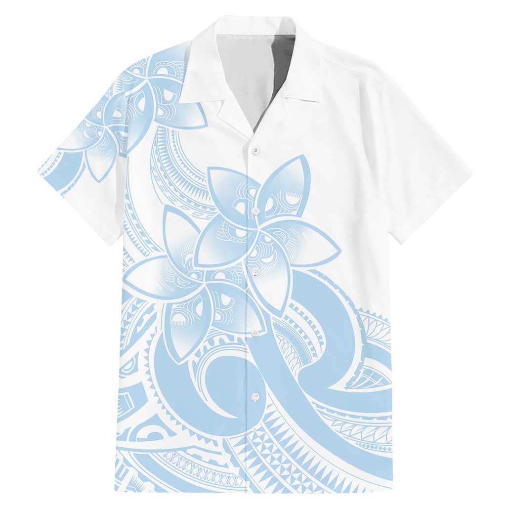 Polynesian Tribal Plumeria Lotu Tamaiti Family Matching Mermaid Dress and Hawaiian Shirt Pastel Sky Blue LT9 Dad's Shirt - Short Sleeve Blue - Polynesian Pride