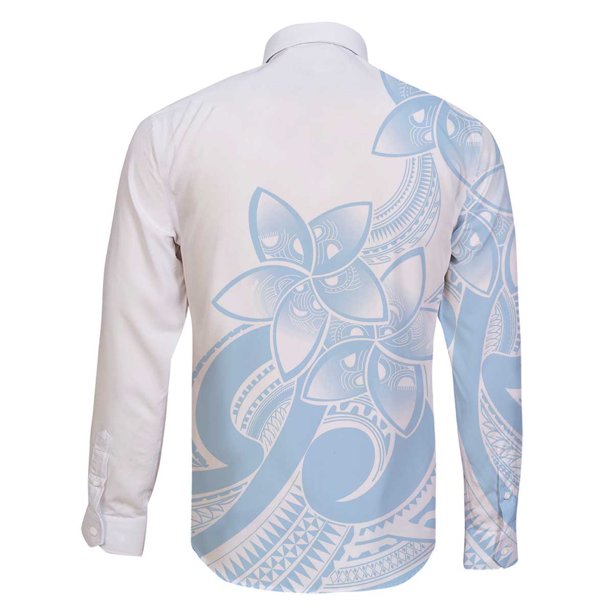 Polynesian Tribal Plumeria Lotu Tamaiti Family Matching Off The Shoulder Long Sleeve Dress and Hawaiian Shirt Pastel Sky Blue LT9 - Polynesian Pride