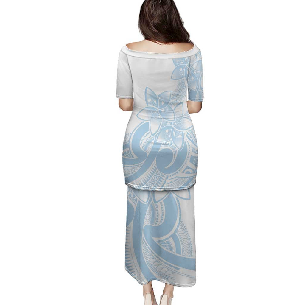 Polynesian Tribal Plumeria Lotu Tamaiti Family Matching Puletasi and Hawaiian Shirt Pastel Sky Blue LT9 - Polynesian Pride