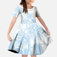 Polynesian Tribal Plumeria Lotu Tamaiti Family Matching Tank Maxi Dress and Hawaiian Shirt Pastel Sky Blue LT9 Daughter's Dress Blue - Polynesian Pride