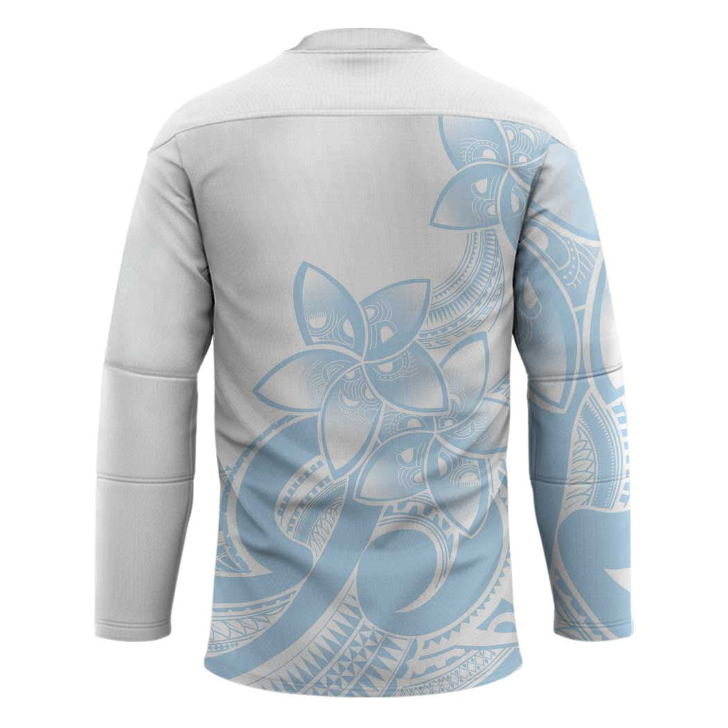 Polynesian Tribal Plumeria Lotu Tamaiti Hockey Jersey Pastel Sky Blue - Polynesian Pride