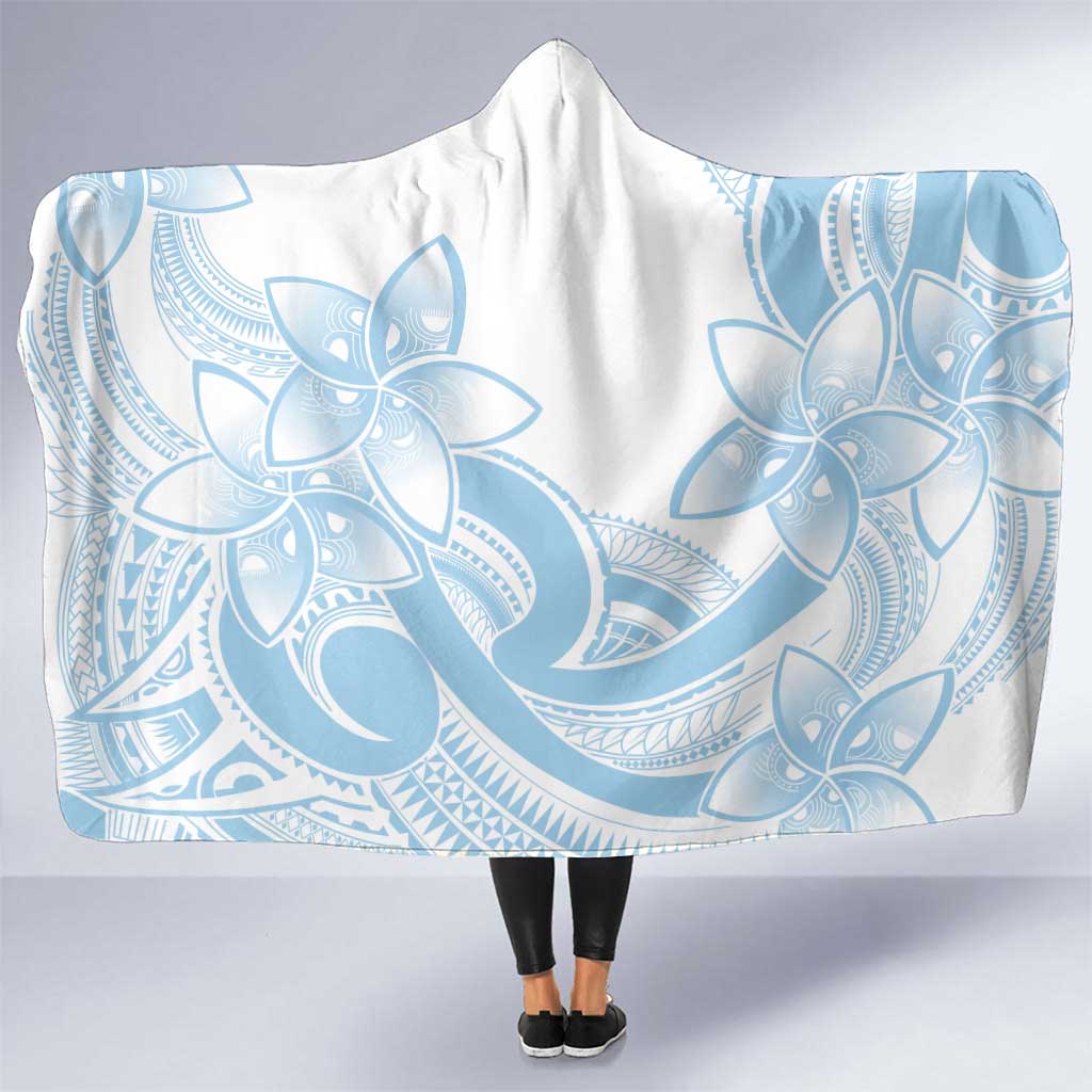 Polynesian Tribal Plumeria Lotu Tamaiti Hooded Blanket Pastel Sky Blue LT9 One Size Blue - Polynesian Pride