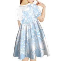 Polynesian Tribal Plumeria Lotu Tamaiti Kid Short Sleeve Dress Pastel Sky Blue - Polynesian Pride