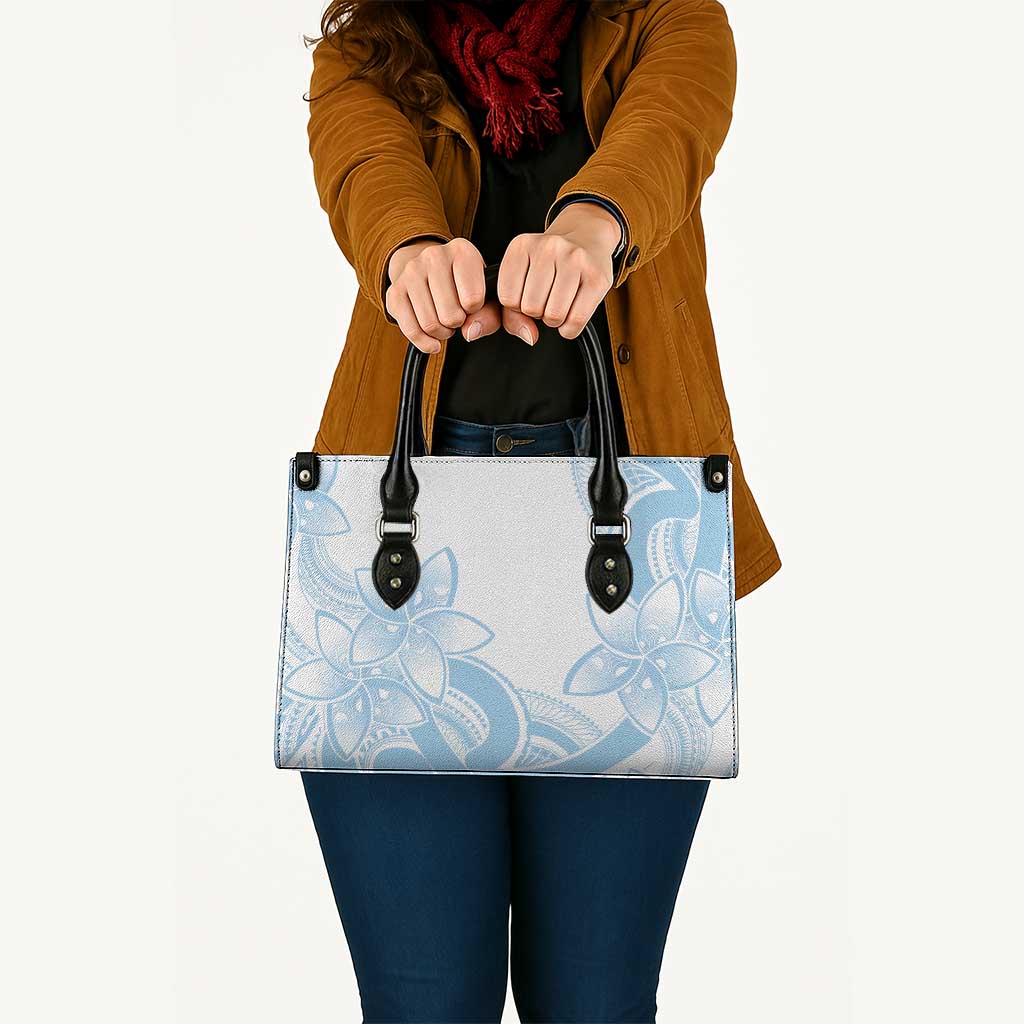 Polynesian Tribal Plumeria Lotu Tamaiti Leather Bag Pastel Sky Blue LT9 Blue - Polynesian Pride