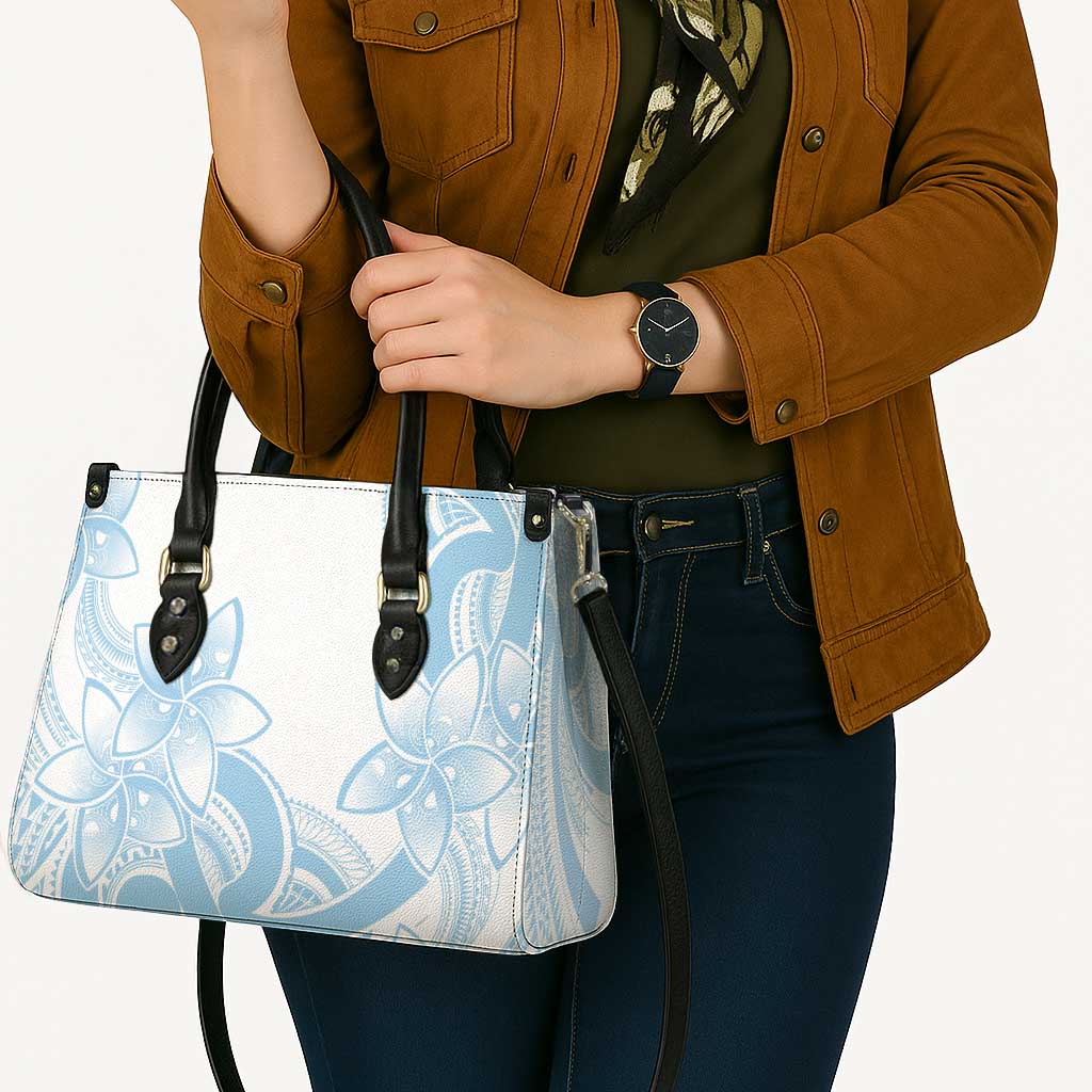 Polynesian Tribal Plumeria Lotu Tamaiti Leather Bag Pastel Sky Blue LT9 - Polynesian Pride