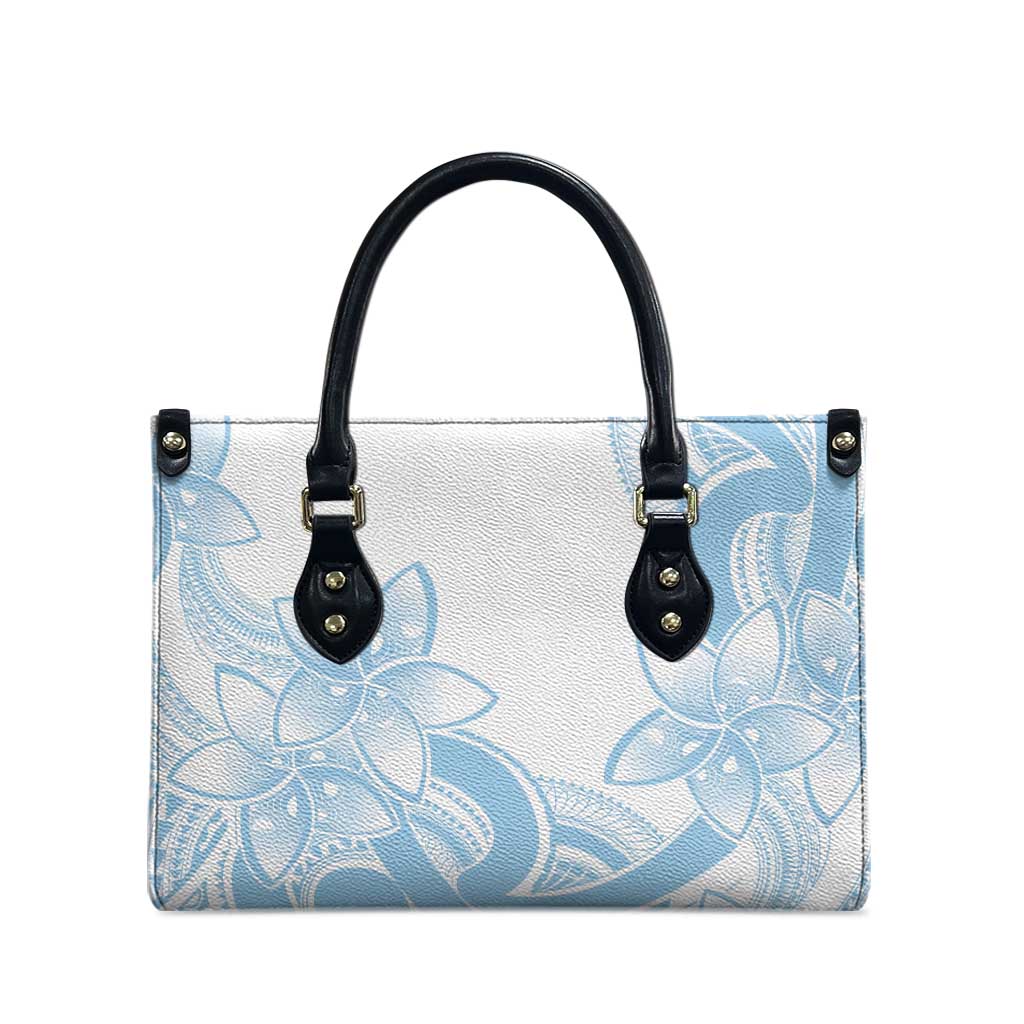 Polynesian Tribal Plumeria Lotu Tamaiti Leather Bag Pastel Sky Blue LT9 - Polynesian Pride