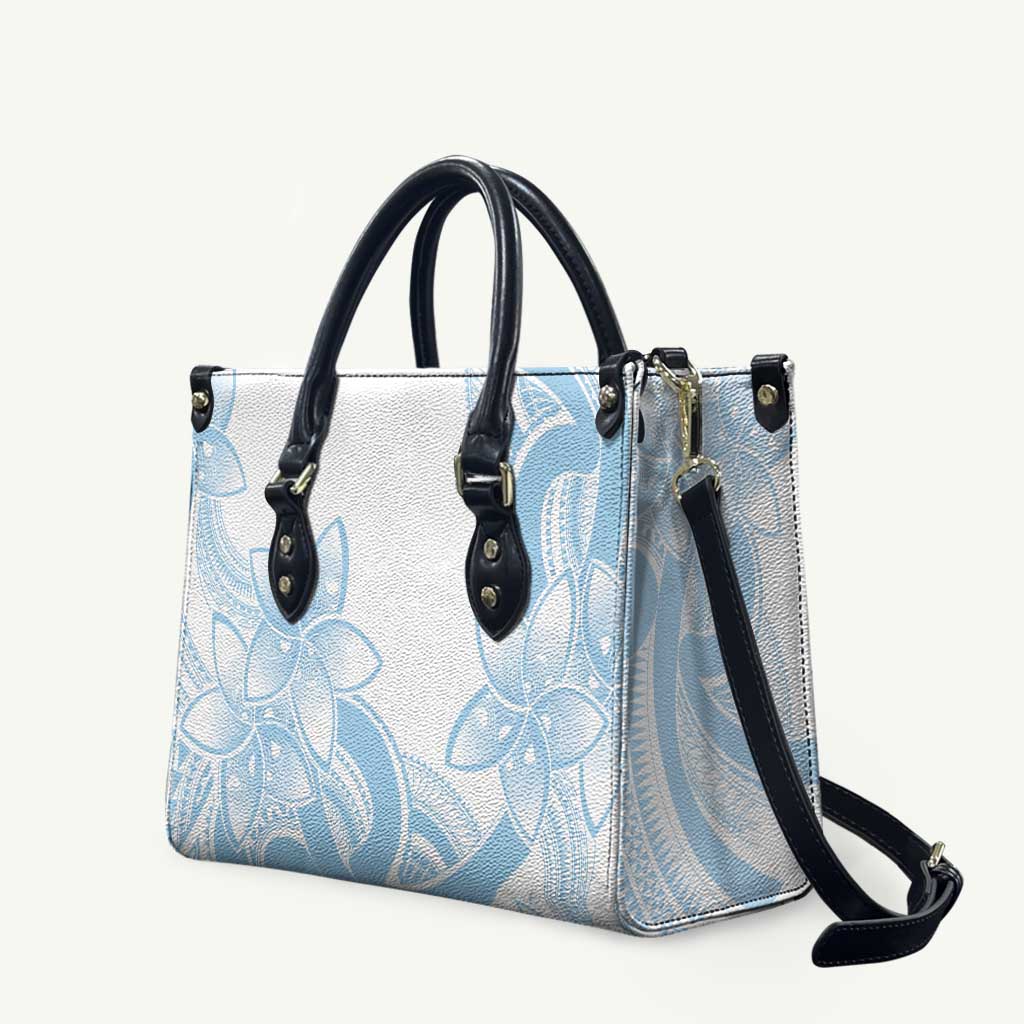 Polynesian Tribal Plumeria Lotu Tamaiti Leather Bag Pastel Sky Blue LT9 - Polynesian Pride