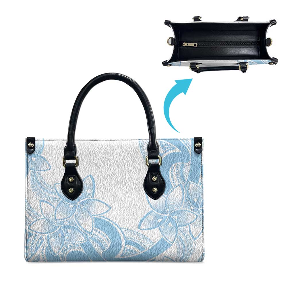 Polynesian Tribal Plumeria Lotu Tamaiti Leather Bag Pastel Sky Blue LT9 - Polynesian Pride