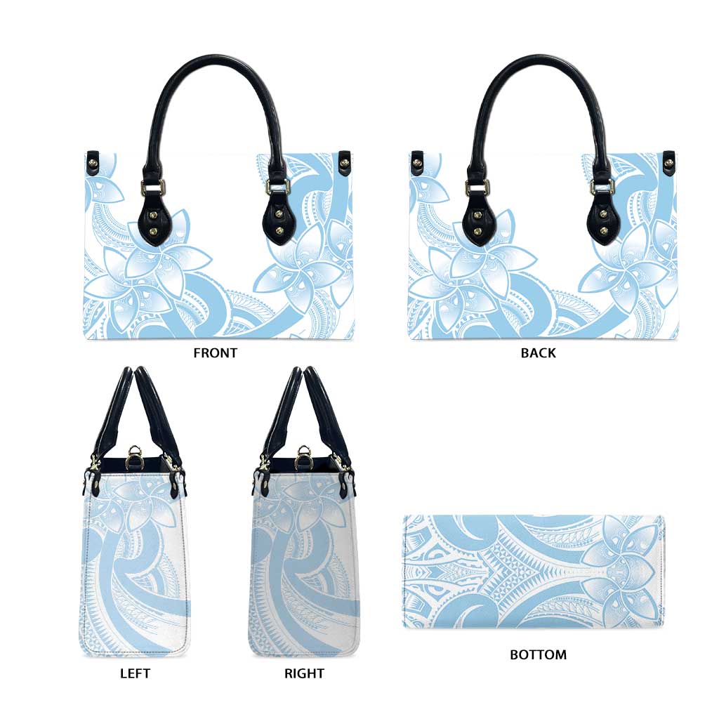 Polynesian Tribal Plumeria Lotu Tamaiti Leather Bag Pastel Sky Blue LT9 - Polynesian Pride
