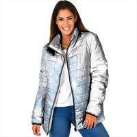 Polynesian Tribal Plumeria Lotu Tamaiti Padded Jacket Pastel Sky Blue - Polynesian Pride