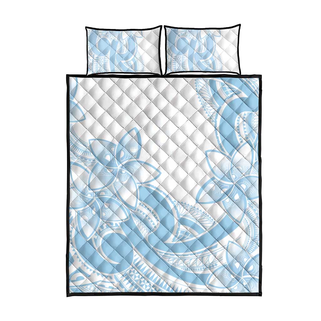 Polynesian Tribal Plumeria Lotu Tamaiti Quilt Bed Set Pastel Sky Blue - Polynesian Pride