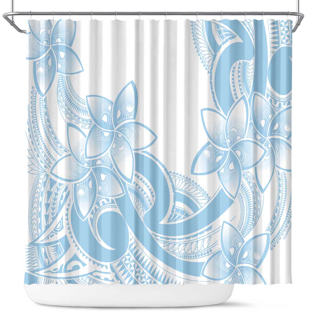 Polynesian Tribal Plumeria Lotu Tamaiti Shower Curtain Pastel Sky Blue LT9 Blue - Polynesian Pride