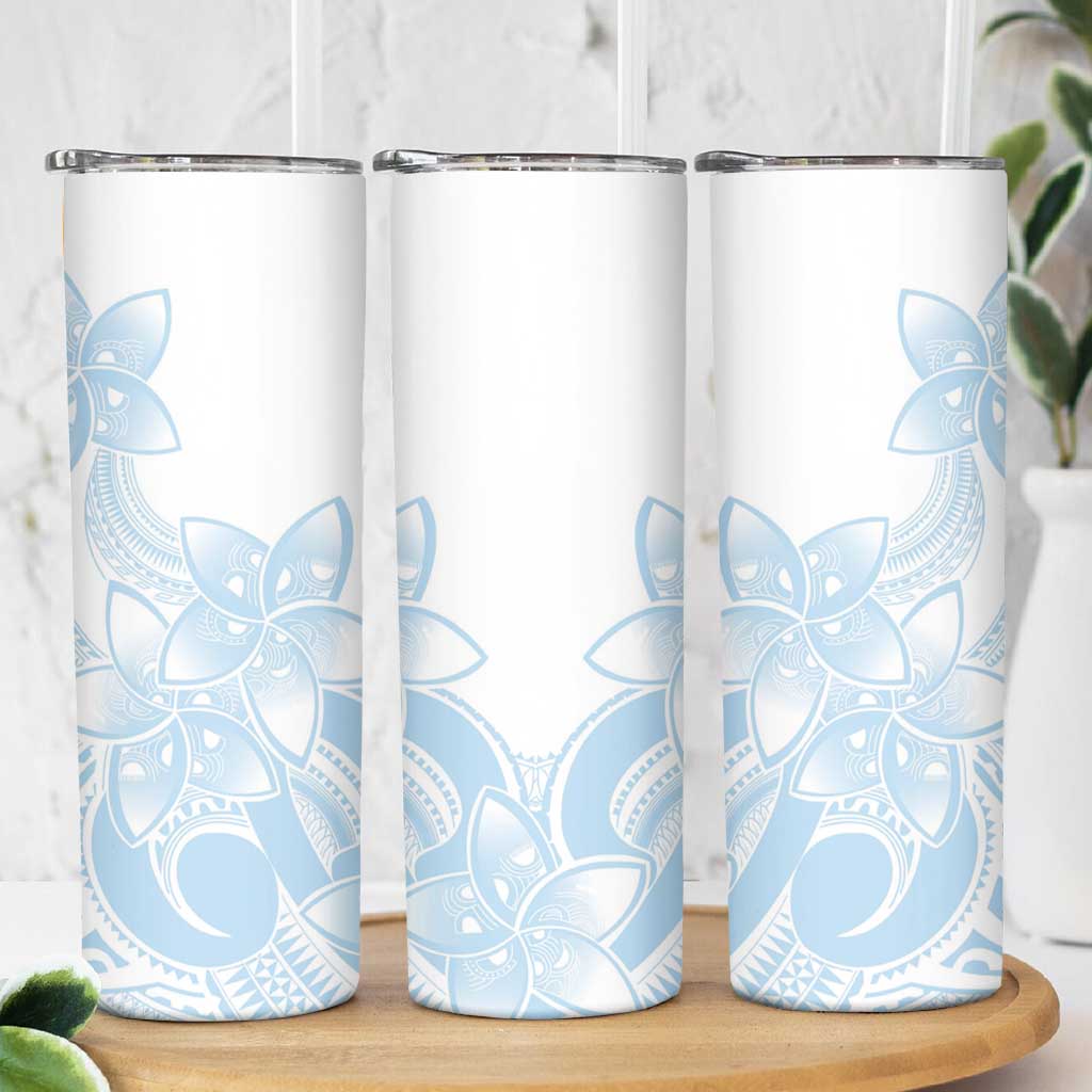 Polynesian Tribal Plumeria Lotu Tamaiti Skinny Tumbler Pastel Sky Blue LT9 - Polynesian Pride