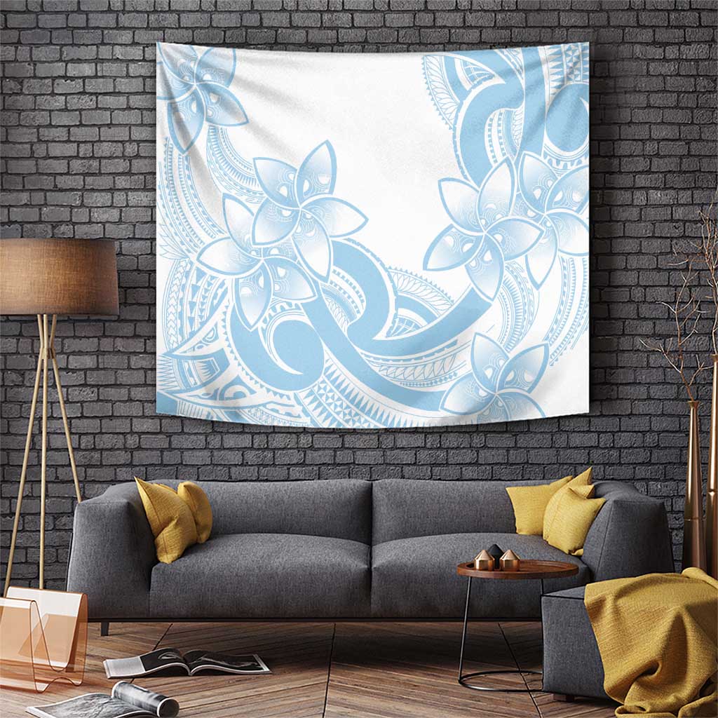 Polynesian Tribal Plumeria Lotu Tamaiti Tapestry Pastel Sky Blue LT9 Blue - Polynesian Pride