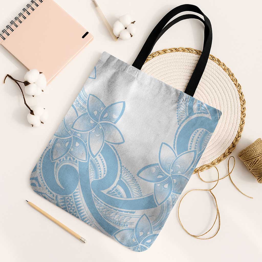 Polynesian Tribal Plumeria Lotu Tamaiti Tote Bag Pastel Sky Blue - Polynesian Pride