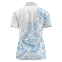 Polynesian Tribal Plumeria Lotu Tamaiti Women Polo Shirt Pastel Sky Blue LT9 - Polynesian Pride