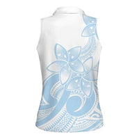 Polynesian Tribal Plumeria Lotu Tamaiti Women Sleeveless Polo Shirt Pastel Sky Blue LT9 - Polynesian Pride