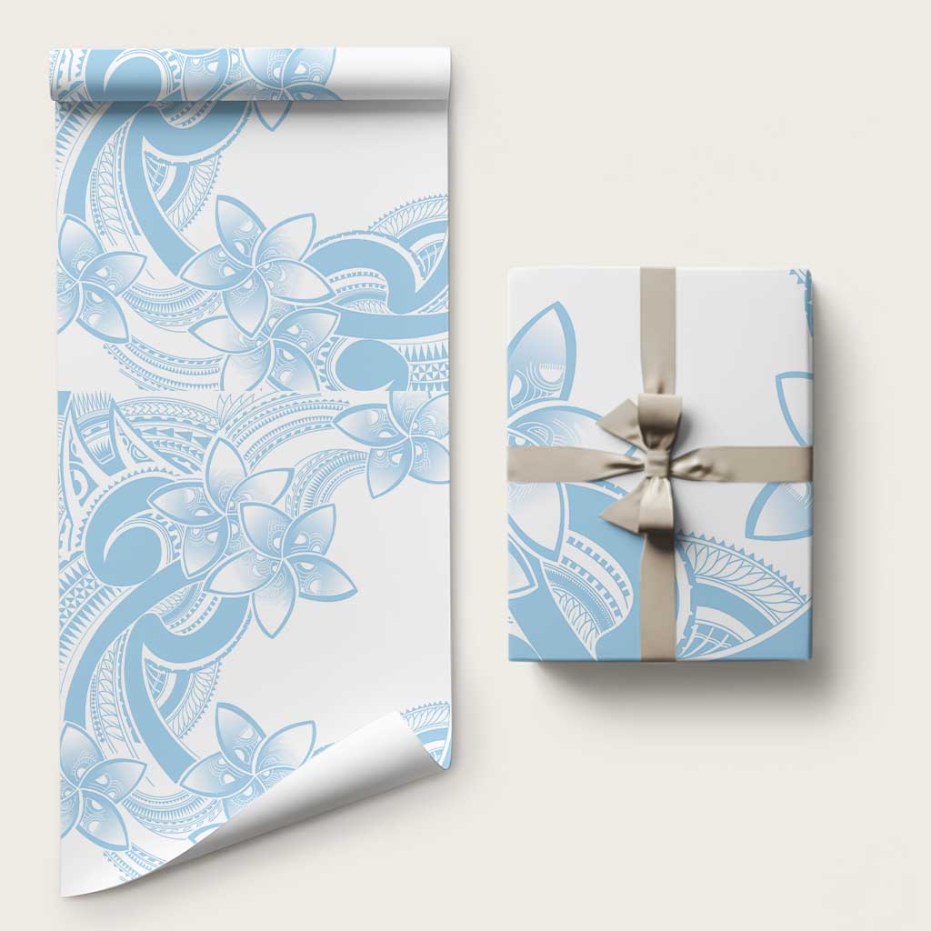Polynesian Tribal Plumeria Lotu Tamaiti Wrapping Paper Pastel Sky Blue - Polynesian Pride