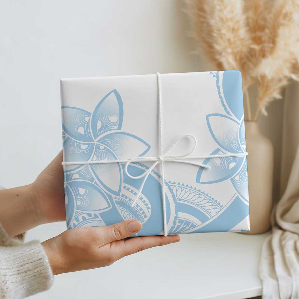 Polynesian Tribal Plumeria Lotu Tamaiti Wrapping Paper Pastel Sky Blue - Polynesian Pride