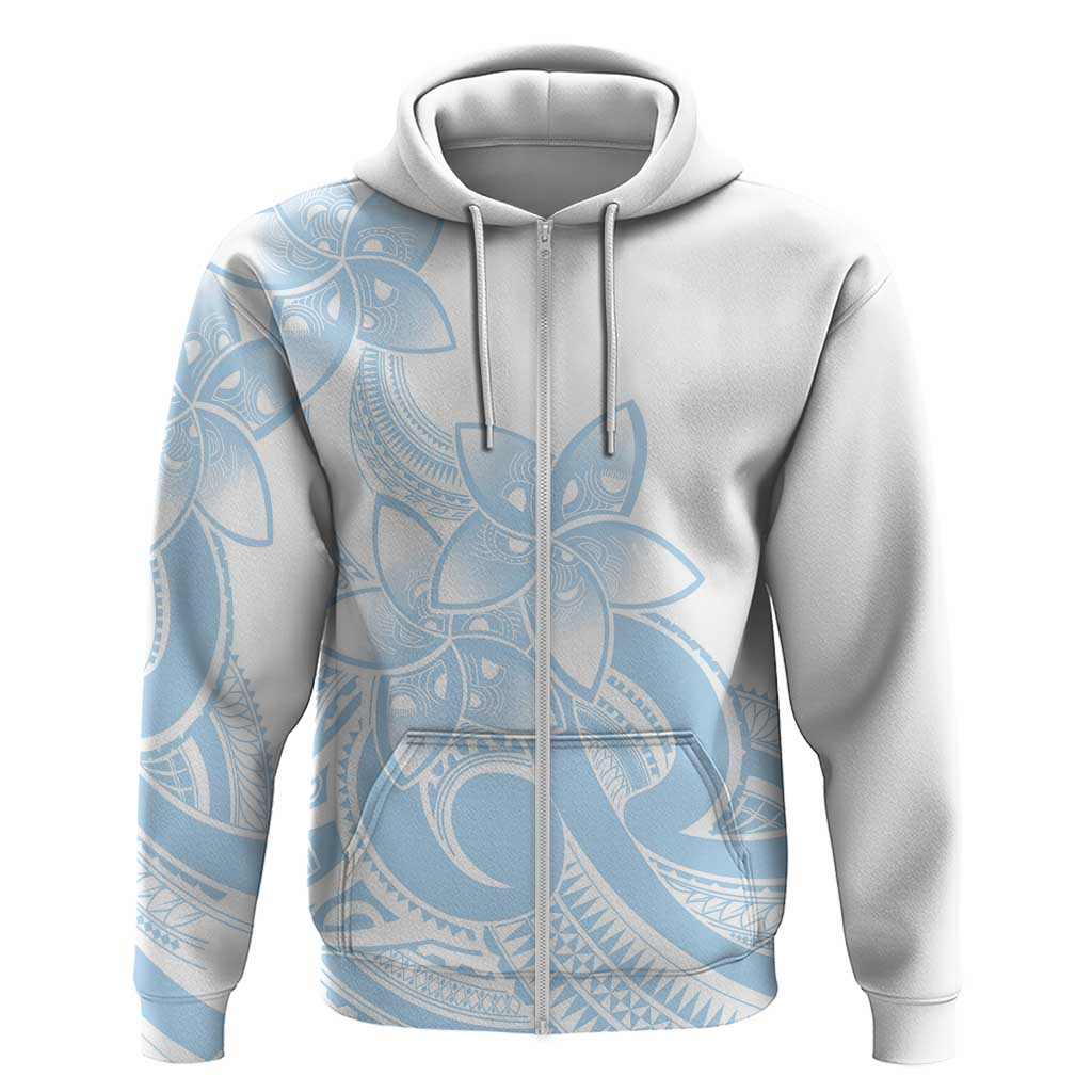 Polynesian Tribal Plumeria Lotu Tamaiti Zip Hoodie Pastel Sky Blue LT9 Zip Hoodie Blue - Polynesian Pride
