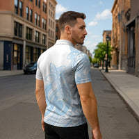 Polynesian Tribal Plumeria Lotu Tamaiti Zipper Polo Shirt Pastel Sky Blue - Polynesian Pride