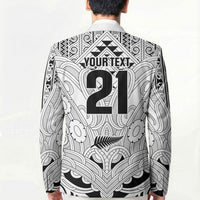 2026 Autumn Rugby Nations New Zealand Custom Blazer White Kowhaiwhai Maori Tribal Taniko Motif LT9 - Polynesian Pride