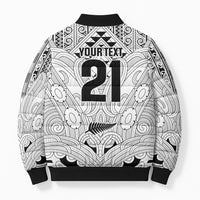 2026 Autumn Rugby Nations New Zealand Custom Bomber Puffer Jacket White Kowhaiwhai Maori Tribal Taniko Motif LT9 - Polynesian Pride