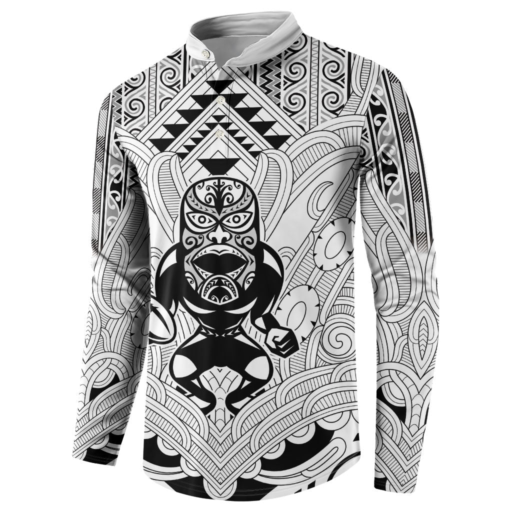 2026 Autumn Rugby Nations New Zealand Custom Button Sweatshirt White Kowhaiwhai Maori Tribal Taniko Motif LT9 - Polynesian Pride