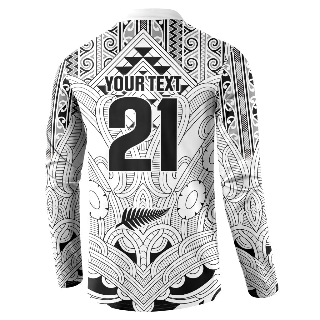 2026 Autumn Rugby Nations New Zealand Custom Button Sweatshirt White Kowhaiwhai Maori Tribal Taniko Motif LT9 - Polynesian Pride