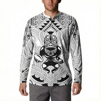 2026 Autumn Rugby Nations New Zealand Custom Button Sweatshirt White Kowhaiwhai Maori Tribal Taniko Motif LT9 - Polynesian Pride