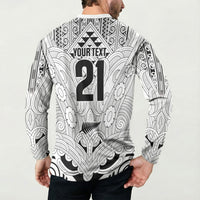 2026 Autumn Rugby Nations New Zealand Custom Button Sweatshirt White Kowhaiwhai Maori Tribal Taniko Motif LT9 - Polynesian Pride