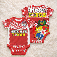 Tonga Rugby Baby Onesie Mate Maa Tonga Pacific Ngatu White LT14 - Polynesian Pride