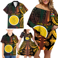 Personalised Shefa Day Family Matching Off Shoulder Short Dress and Hawaiian Shirt Happy June 18 Vanuatu Province LT14 - Polynesian Pride
