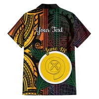 Personalised Shefa Day Family Matching Off Shoulder Short Dress and Hawaiian Shirt Happy June 18 Vanuatu Province LT14 - Polynesian Pride
