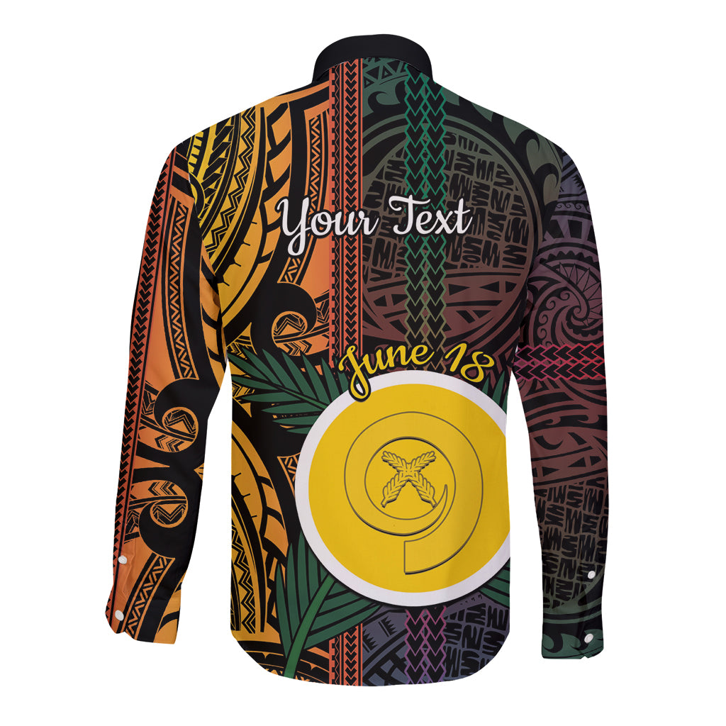 Personalised Shefa Day Long Sleeve Button Shirt Happy June 18 Vanuatu Province
