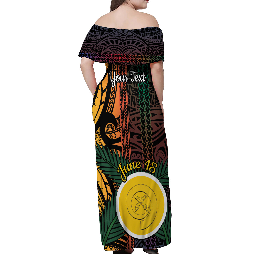 Personalised Shefa Day Off Shoulder Maxi Dress Happy June 18 Vanuatu Province