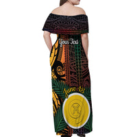 Personalised Shefa Day Off Shoulder Maxi Dress Happy June 18 Vanuatu Province