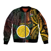 Personalised Shefa Day Sleeve Zip Bomber Jacket Happy June 18 Vanuatu Province